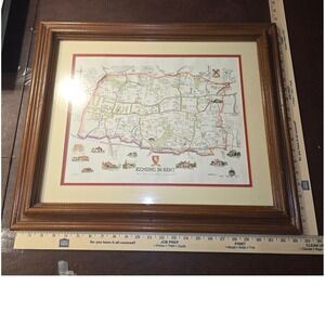 Vintage Kemsing in Kent Map V.E. Bowden 1970 Framed Illustrated Pictorial Art